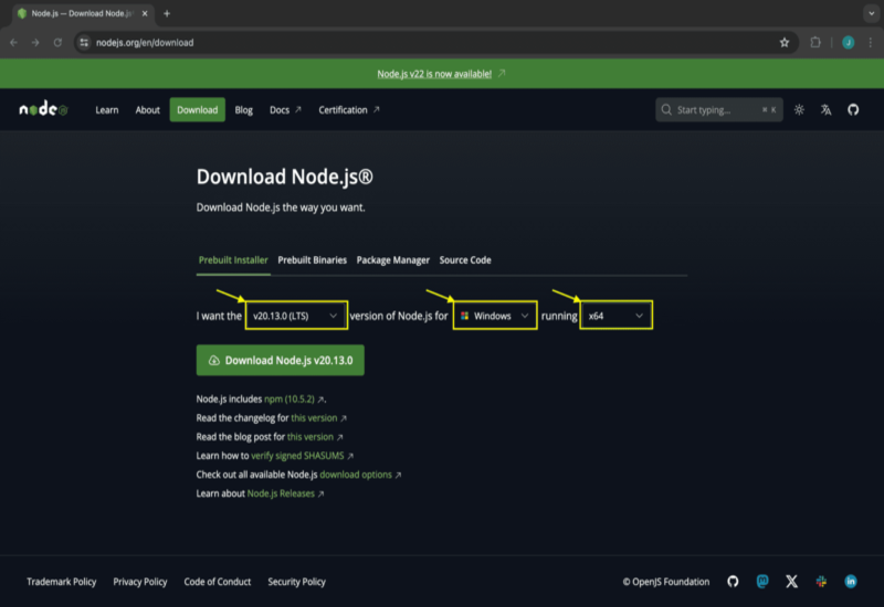 دليل تثبيت Node JS
